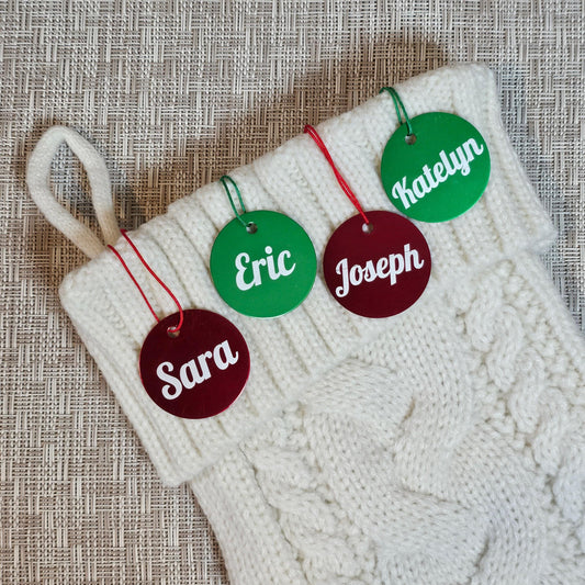 Set of 5 Personalized Stocking and Gift Tags / Place Card Markers / Ornaments